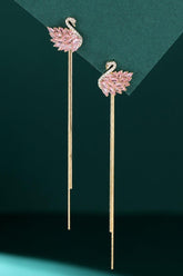 Swan tassel silver needle earrings 718899853686 - COCOMELODY