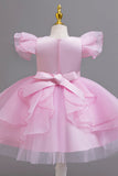 Short Flutter Sleeve Organza Knee Length Flower Girl Dresses 1028919378818
