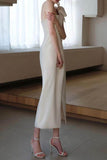 Sheath-Column Ankle Length Elastic Cloth Wedding Dress 677827346517 - COCOMELODY