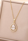 Clear Teardrop CZ Pendant Necklace Stainless Steel 919133471194