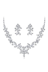 Brass Zircon Necklace Earrings Jewelry 574805330964 - COCOMELODY