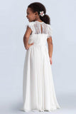 A-Line Illusion Neck Chiffon Flower Girl Dresses 642898843181 - COCOMELODY