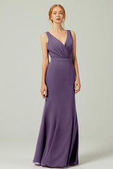 Sheath-Column Floor Length Chiffon Bridesmaid Dress CB0291 - COCOMELODY