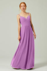 A-Line Floor Length Chiffon Bridesmaid Dress CB0293 - COCOMELODY