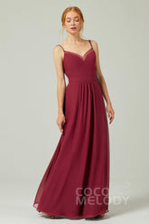 A-Line Floor Length Chiffon Bridesmaid Dress CB0293 - COCOMELODY