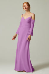 A-Line Floor Length Chiffon Bridesmaid Dress CB0307 - COCOMELODY
