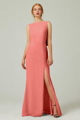 Sheath-Column Sweep-Brush Chiffon Bridesmaid Dress Formal Dresses CB0310PS - COCOMELODY