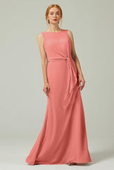 A-Line Floor Length Chiffon Bridesmaid Dress CB0317 - COCOMELODY