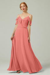 A-Line Floor Length Chiffon Bridesmaid Dress CB0326 - COCOMELODY