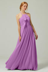 A-Line Floor Length Chiffon Bridesmaid Dress CB0328 - COCOMELODY