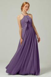 A-Line Floor Length Chiffon Bridesmaid Dress CB0328 - COCOMELODY