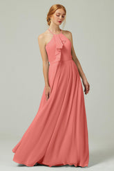 A-Line Floor Length Chiffon Bridesmaid Dress CB0328 - COCOMELODY