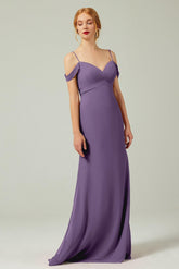 Sheath-Column Floor Length Chiffon Bridesmaid Dress Formal Dresses CB0343 - COCOMELODY