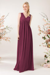 A-Line Sweep-Brush Train Chiffon Bridesmaid Dress CB0455 - COCOMELODY