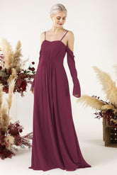 A-Line Sweep-Brush Train Chiffon Bridesmaid Dress CB0460 - COCOMELODY