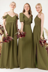 A-Line Floor Length Chiffon Bridesmaid Dress CB0476 - COCOMELODY