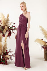 A-Line Floor Length Chiffon Bridesmaid Dress CB0477 - COCOMELODY