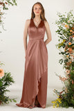 Sheath Sweep Acetate Satin Bridesmaid Dress CB0499CR - COCOMELODY