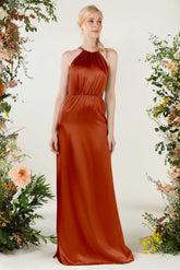 Sheath Sweep Luxe Satin Bridesmaid Dress Formal Dresses CB0501 - COCOMELODY