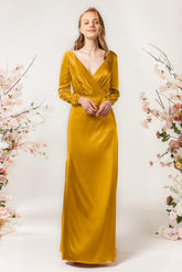 Sheath Sweep Luxe Satin Bridesmaid Dress Formal Dresses CB0506 - COCOMELODY