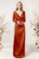 Sheath Sweep Luxe Satin Bridesmaid Dress Formal Dresses CB0506 - COCOMELODY