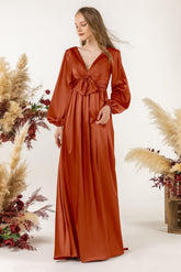 A-Line Sweep Luxe Satin Bridesmaid Dress Formal Dresses CB0508 - COCOMELODY
