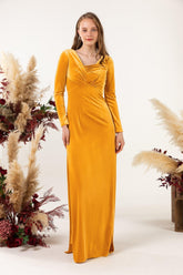 Sheath-Column Floor Length Velvet Bridesmaid Dress CB0517 - COCOMELODY