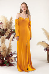 Trumpet Sweep-Brush Train Velvet Bridesmaid Dress Formal Dresses CB0520 - COCOMELODY