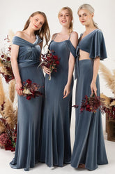 Sheath-Column Floor Length Velvet Bridesmaid Dress Formal Dresses CB0529 - COCOMELODY