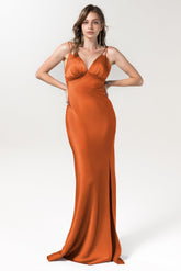 Trumpet Floor Length Luxe Satin Bridesmaid Dress Formal Dresses CB0589 - COCOMELODY
