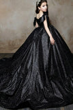 A-Line Off-Shoulder Glitter Satin Bow Shoulder Flower Girl Dresses 692491041797