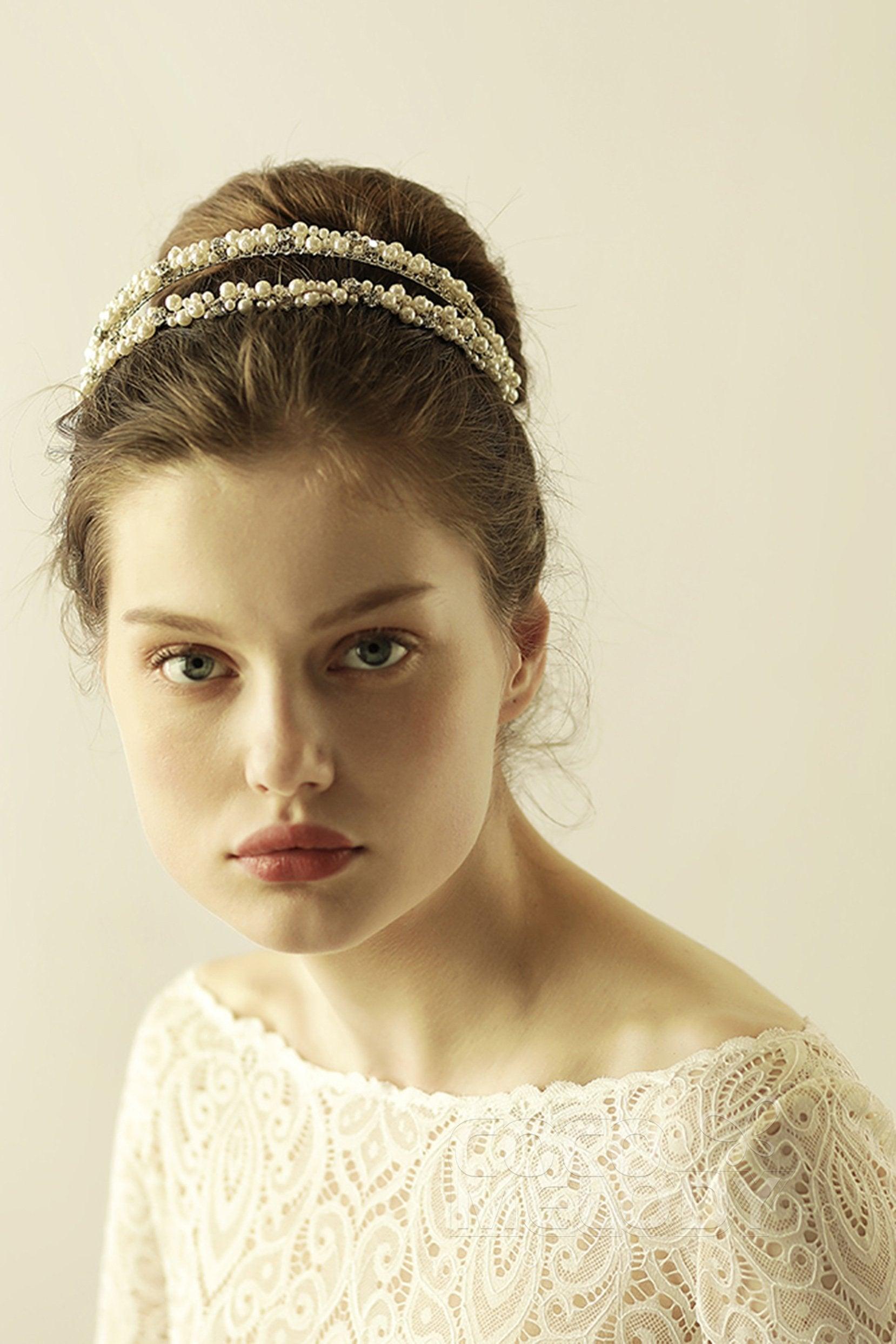 Alloy Headbands with Imitation Pearl and Rhinestone CH0318 - COCOMELODY
