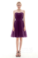 A-Line Short-Mini Tulle Bridesmaid Dress COLM16001 - COCOMELODY