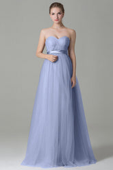 Sheath-Column Floor Length Tulle Bridesmaid Dress COZF1500B - COCOMELODY