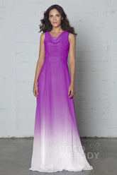 Sheath-Column Floor Length Chiffon Ombre Dress COZF17009 - COCOMELODY