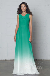 Sheath-Column Floor Length Chiffon Ombre Dress COZF17009 - COCOMELODY