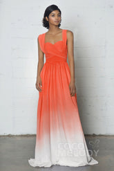 Sheath-Column Floor Length Chiffon Ombre Dress COZF17011 - COCOMELODY