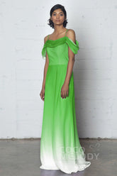 Sheath-Column Floor Length Chiffon Ombre Dress COZF17012 - COCOMELODY