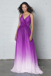 Sheath-Column Floor Length Chiffon Ombre Dress COZF17013 - COCOMELODY