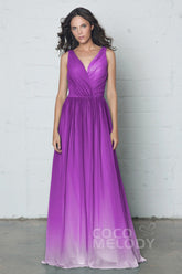 Sheath-Column Floor Length Chiffon Ombre Dress COZF17014 - COCOMELODY