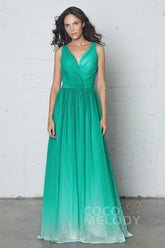 Sheath-Column Floor Length Chiffon Ombre Dress COZF17014 - COCOMELODY