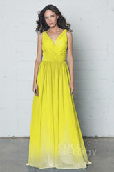 Sheath-Column Floor Length Chiffon Ombre Dress COZF17014 - COCOMELODY