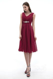 A-Line Knee Length Chiffon Bridesmaids Dress COZK1302ACR - COCOMELODY