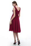 A-Line Knee Length Chiffon Bridesmaids Dress COZK1302ACR - COCOMELODY