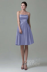 A-Line Knee Length Satin Bridesmaid Dress COZK1500A - COCOMELODY