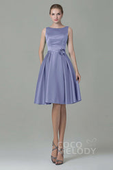 A-Line Knee Length Satin Bridesmaid Dress COZK1500B - COCOMELODY
