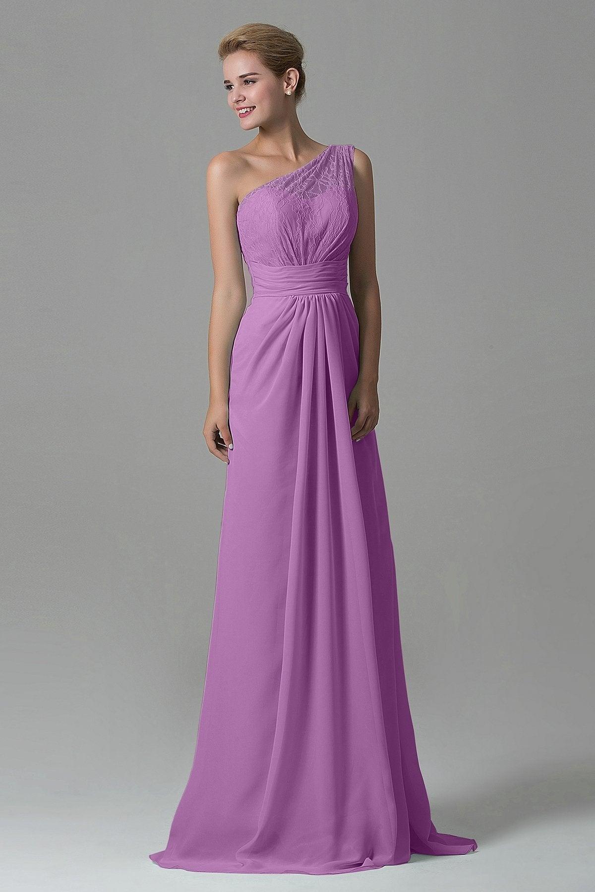Sheath Sweep Train Lace/Chiffon Bridesmaid Dress COZK16004CR - COCOMELODY