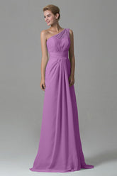 Sheath Sweep Train Lace/Chiffon Bridesmaid Dress COZK16004CR - COCOMELODY