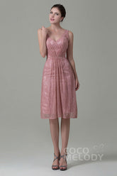 Sheath-Column Knee Length Lace Bridesmaid Dress COZK16010 - COCOMELODY
