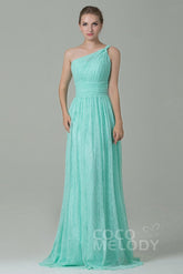 Sheath-Column Floor Length Lace Bridesmaid Dress COZK16014 - COCOMELODY